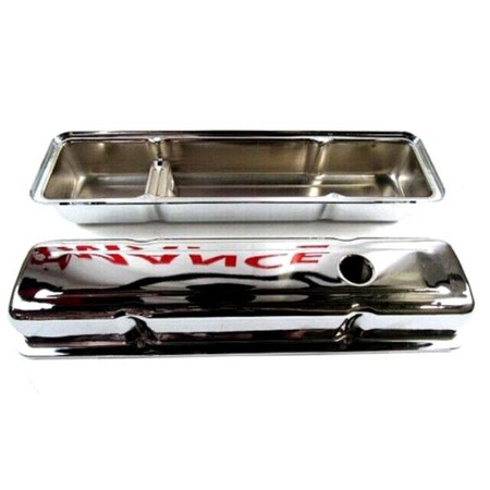Bous Performance Steel Valve Covers for 1958-1986 SBC 283-350 Short Baffled, Chrome E41504C